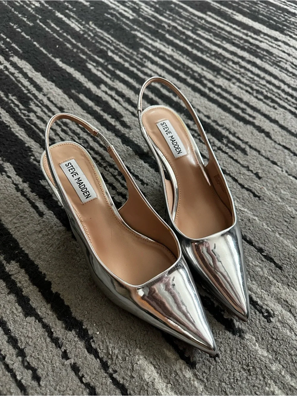 Nordstrom Steve Madden Silver Pointed-Toe Slingback Heels